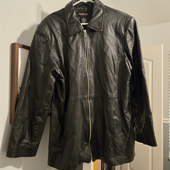 Style & Co. Women's Black Leather Jacket - Picture 1 of 4
